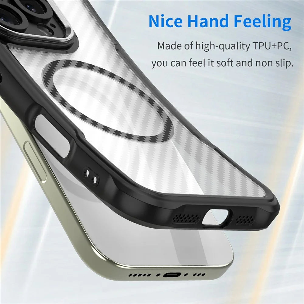 For Samsung Galaxy S25 Ultra Magnetic Case TPU+PC Phone Cover Carbon Fiber - Black - 3