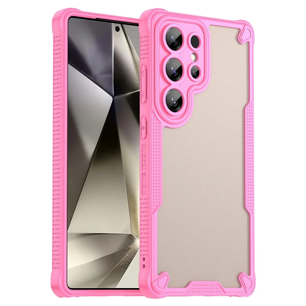 For Samsung Galaxy S25 Ultra Case PC+TPU Frosted Phone Back Cover - Pink - 1