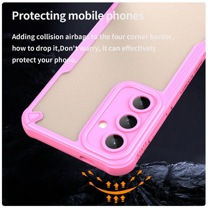 For Samsung Galaxy S24 FE Case PC+TPU Frosted Phone Back Cover - Pink - 3