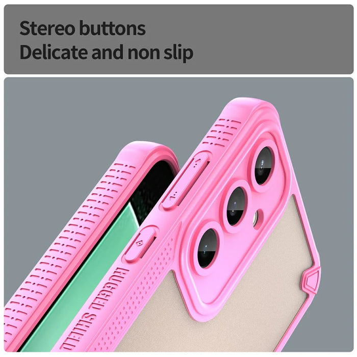 For Samsung Galaxy S24 FE Case PC+TPU Frosted Phone Back Cover - Pink - 5