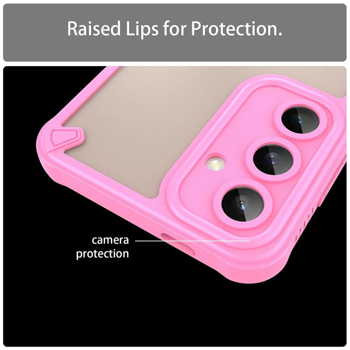 For Samsung Galaxy S24 FE Case PC+TPU Frosted Phone Back Cover - Pink - 6