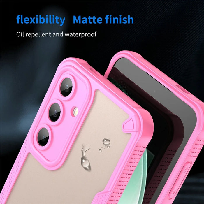 For Samsung Galaxy S24 FE Case PC+TPU Frosted Phone Back Cover - Pink - 7