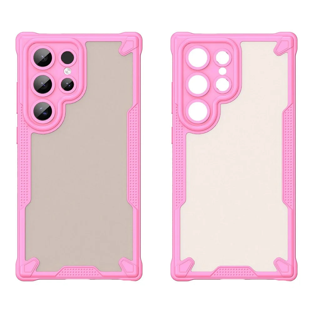 For Samsung Galaxy S24 Ultra Case PC+TPU Frosted Phone Back Cover - Pink - 2