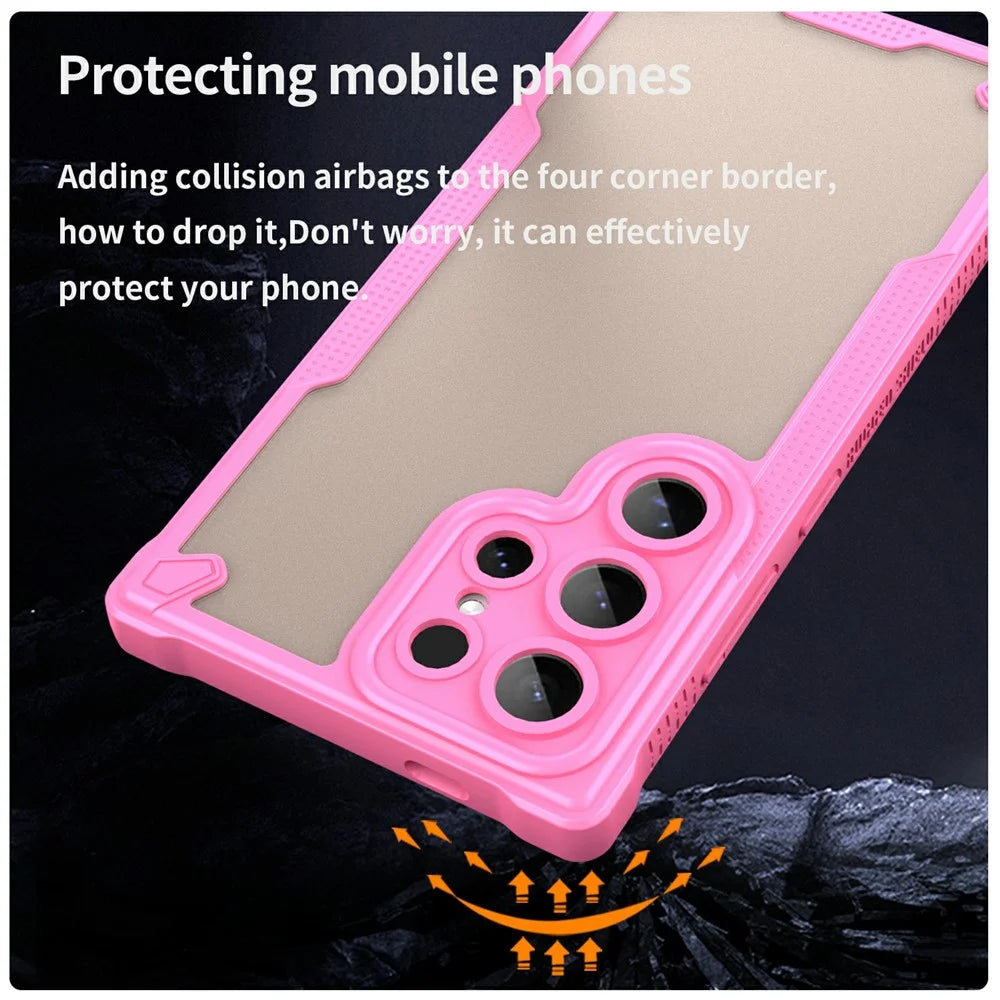 For Samsung Galaxy S24 Ultra Case PC+TPU Frosted Phone Back Cover - Pink - 3