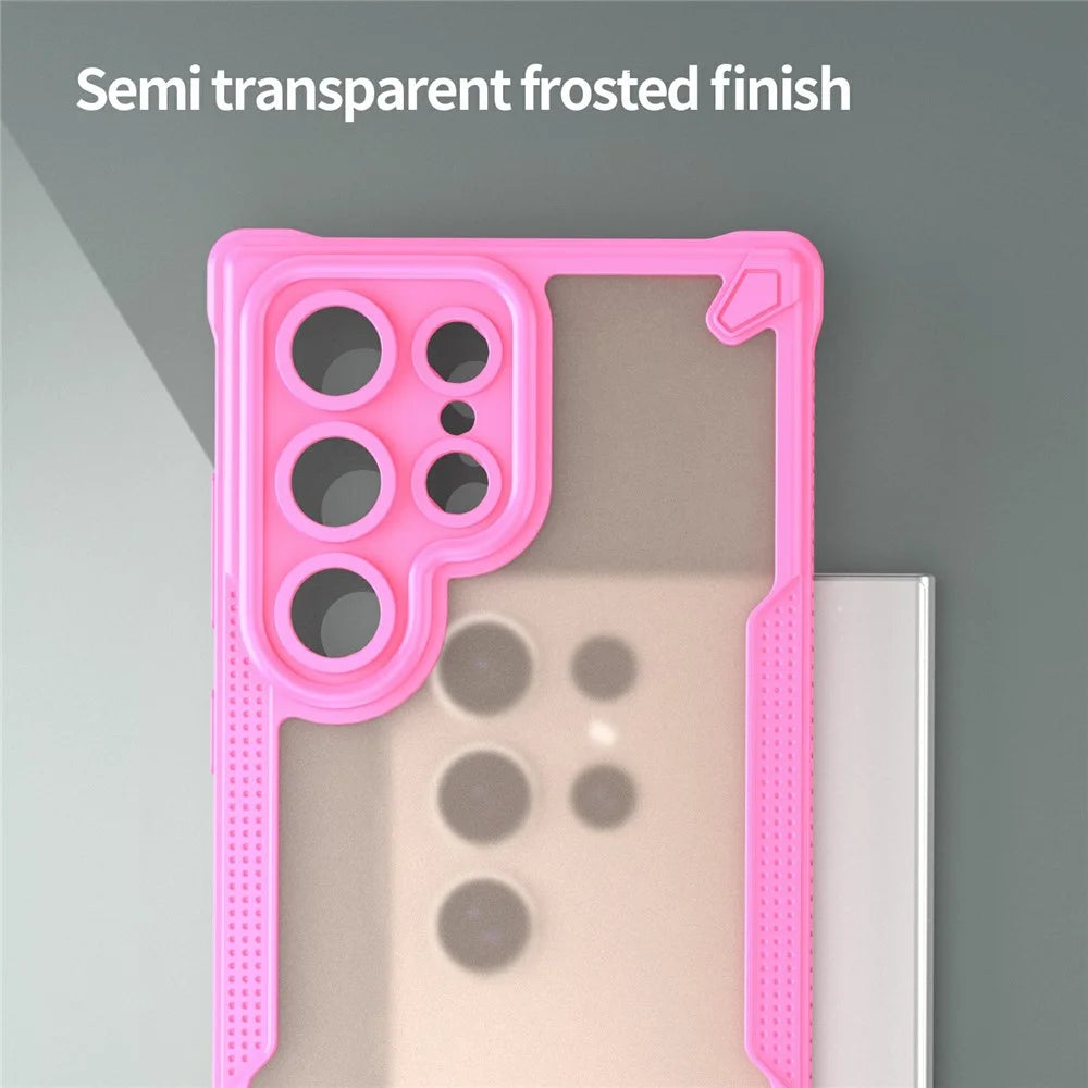For Samsung Galaxy S24 Ultra Case PC+TPU Frosted Phone Back Cover - Pink - 4