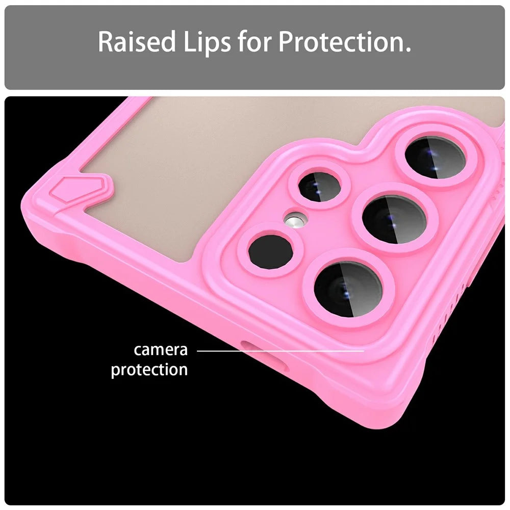 For Samsung Galaxy S24 Ultra Case PC+TPU Frosted Phone Back Cover - Pink - 6
