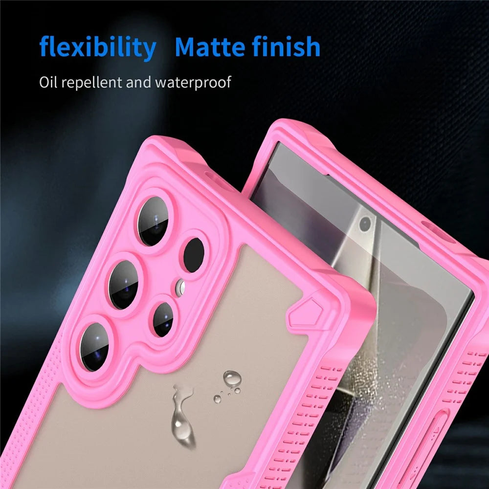 For Samsung Galaxy S24 Ultra Case PC+TPU Frosted Phone Back Cover - Pink - 7