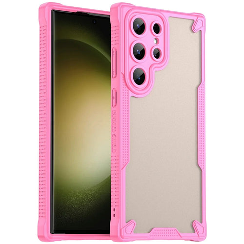 For Samsung Galaxy S23 Ultra Case PC+TPU Frosted Phone Back Cover - Pink - 1