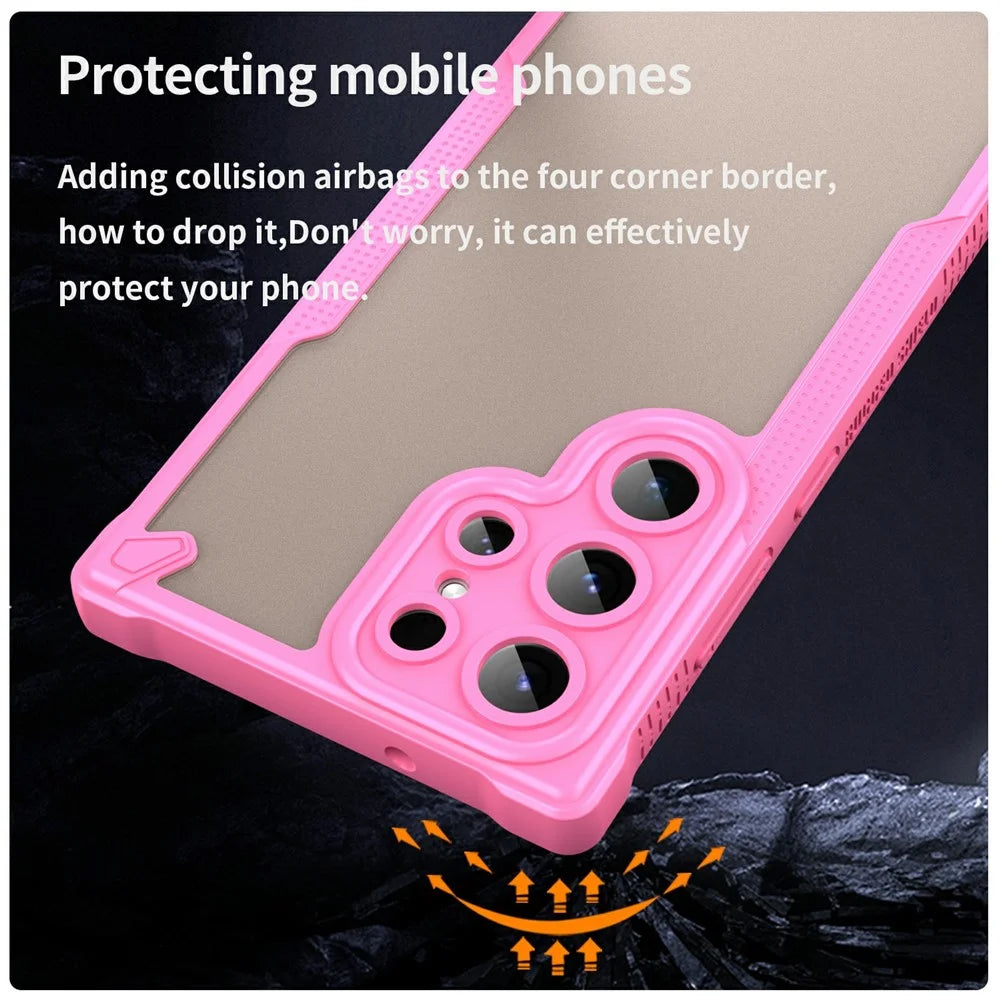 For Samsung Galaxy S23 Ultra Case PC+TPU Frosted Phone Back Cover - Pink - 3