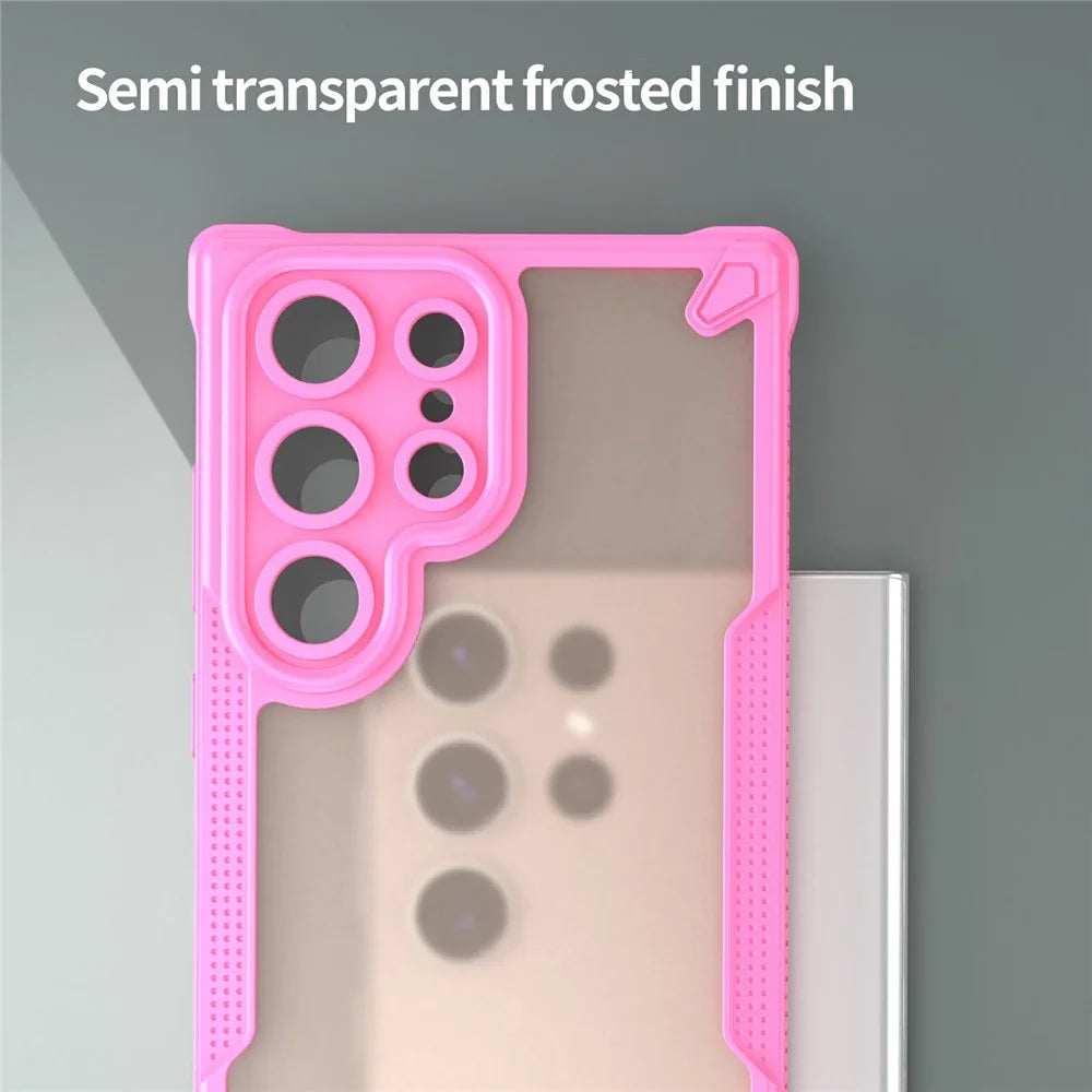 For Samsung Galaxy S23 Ultra Case PC+TPU Frosted Phone Back Cover - Pink - 4