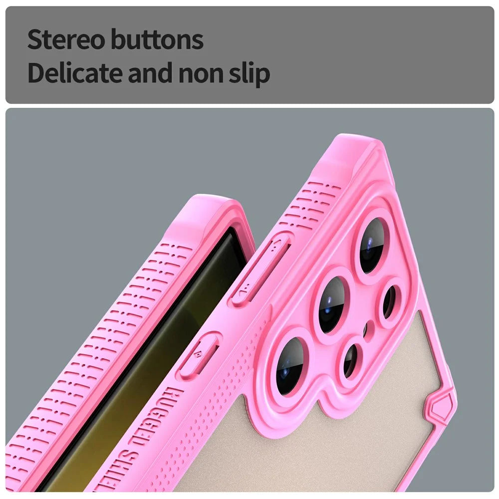 For Samsung Galaxy S23 Ultra Case PC+TPU Frosted Phone Back Cover - Pink - 5