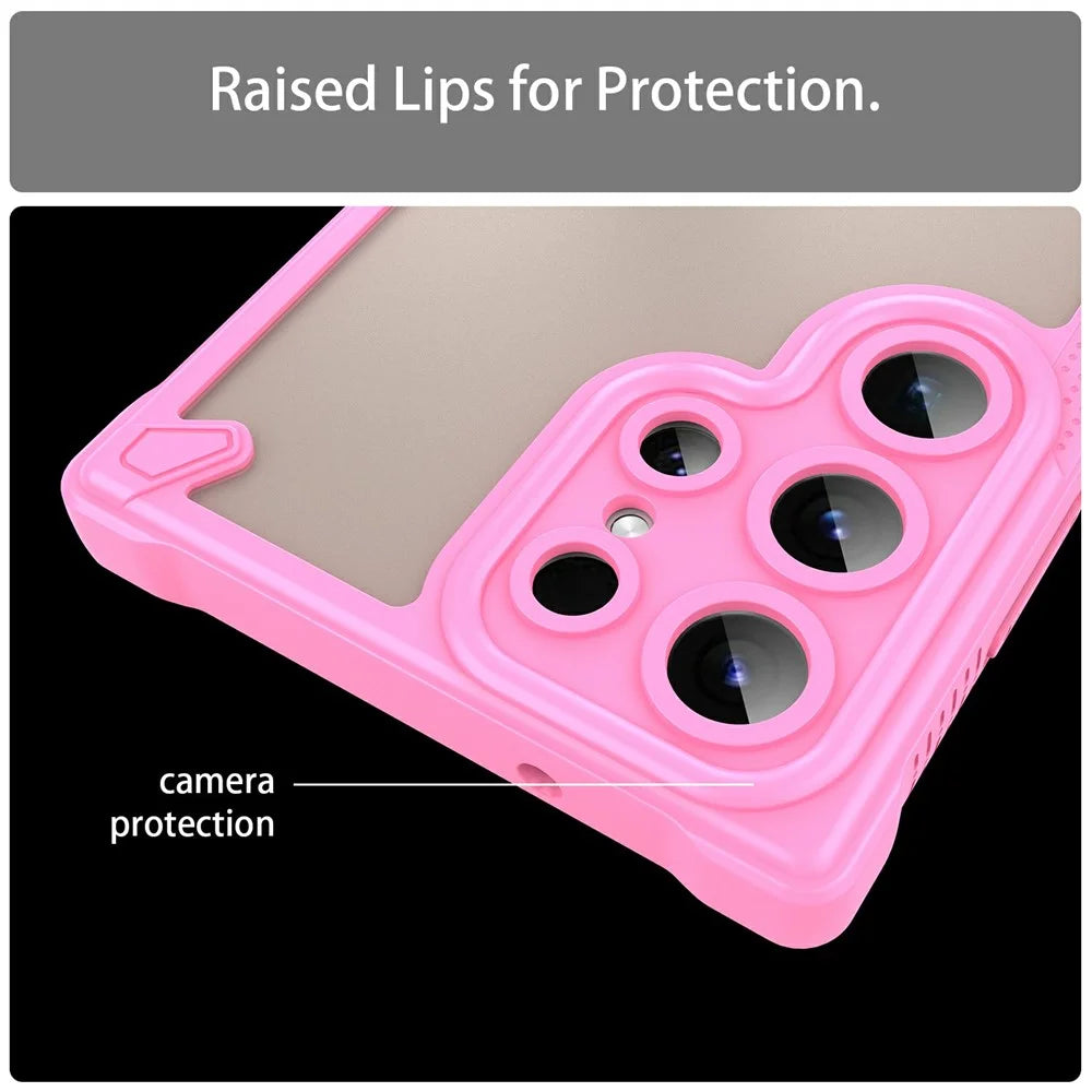 For Samsung Galaxy S23 Ultra Case PC+TPU Frosted Phone Back Cover - Pink - 6