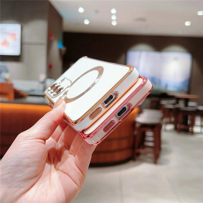 For Samsung Galaxy S25 Magnetic Case Electroplating TPU Phone Cover - Blue - 7