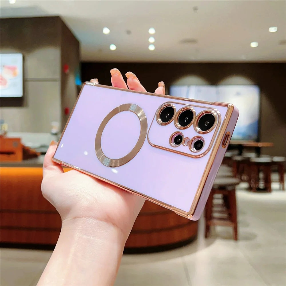 For Samsung Galaxy S25 Ultra Magnetic Case Electroplating TPU Phone Cover - Purple - 2