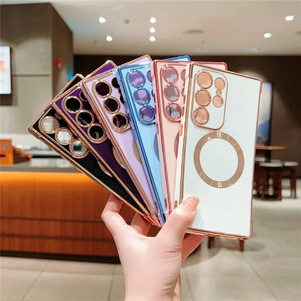 For Samsung Galaxy S25 Ultra Magnetic Case Electroplating TPU Phone Cover - Purple - 7