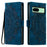 Style 018 For Google Pixel 8a Case Imprinted Totem Skin Feel Wallet Leather Phone Cover - Blue - 1