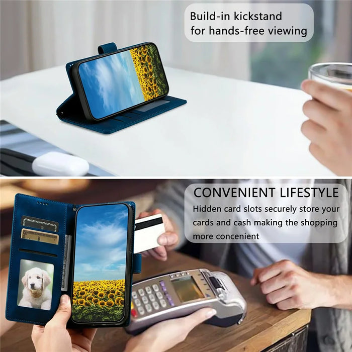 Style 018 For Google Pixel 8a Case Imprinted Totem Skin Feel Wallet Leather Phone Cover - Blue - 5