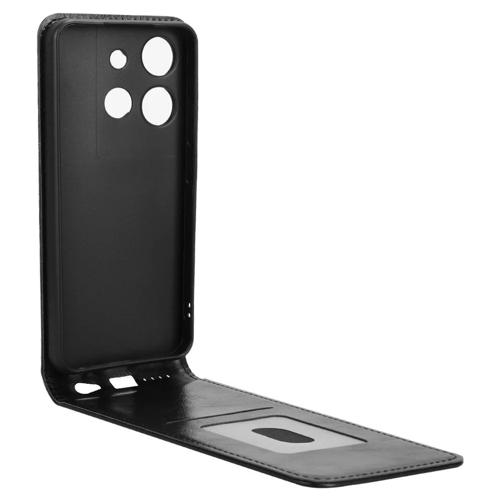 For TCL 503 Case with Card Slot Magnetic Vertical Flip Leather Phone Cover - Black - 2