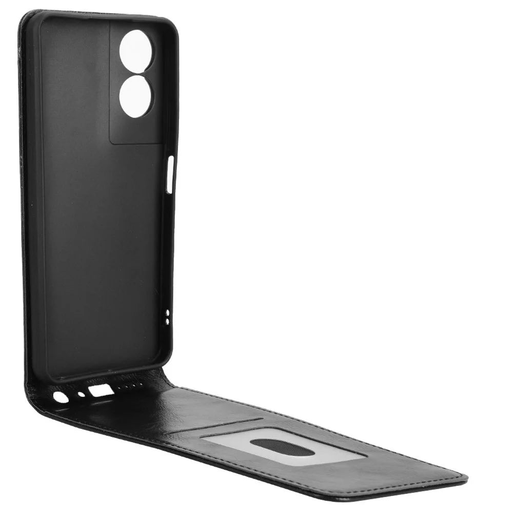 For TCL 505 T509K, T5094 Case with Card Slot Magnetic Vertical Flip Leather Phone Cover - Black - 2