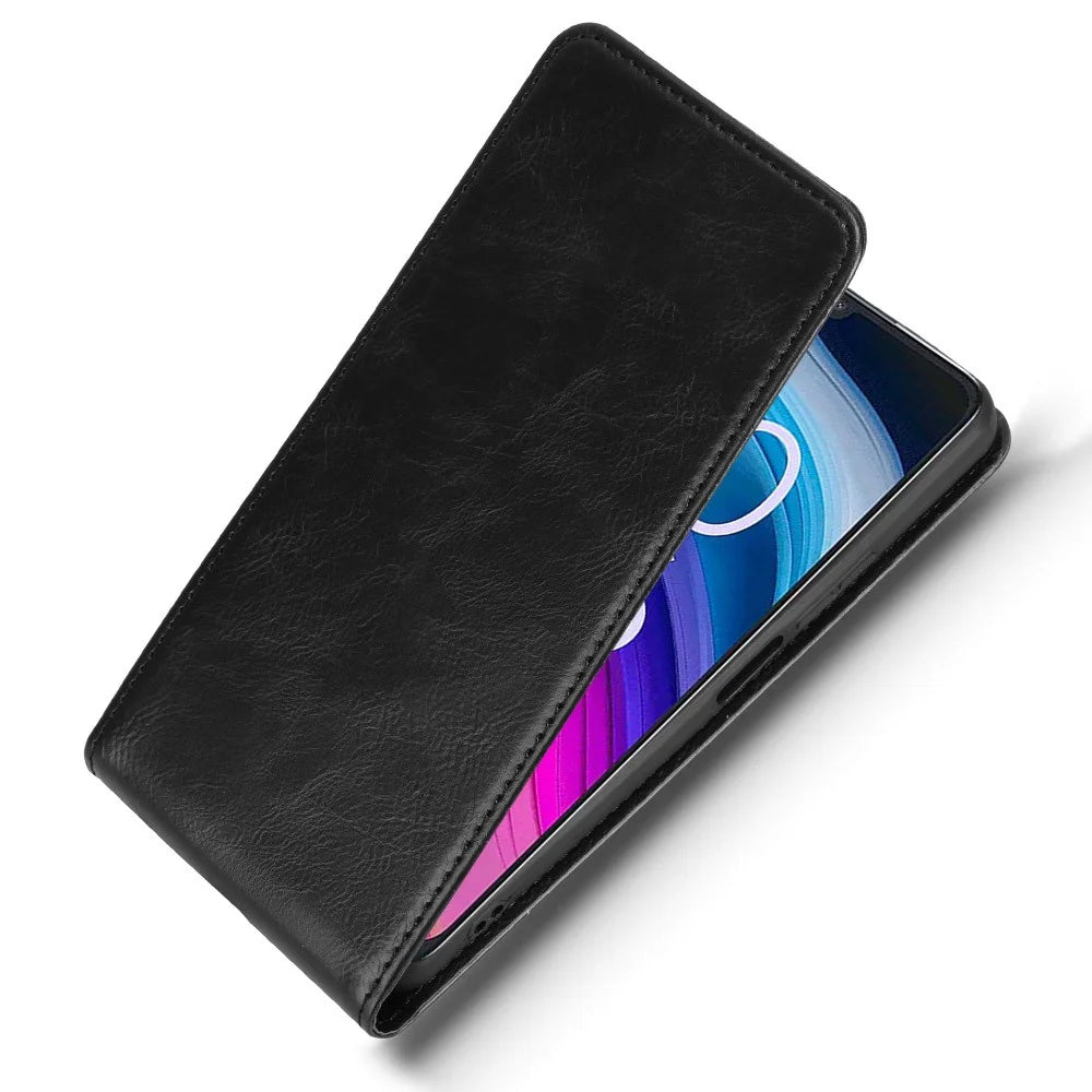 For TCL 505 T509K, T5094 Case with Card Slot Magnetic Vertical Flip Leather Phone Cover - Black - 3