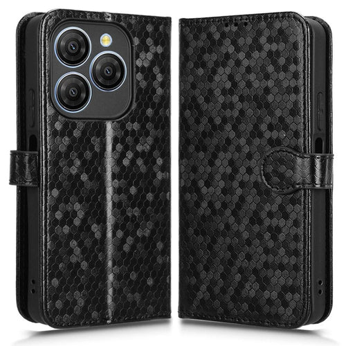 For Blackview Shark 9 5G Wallet Case Dot Pattern Imprint PU Leather Phone Cover - Black - 1