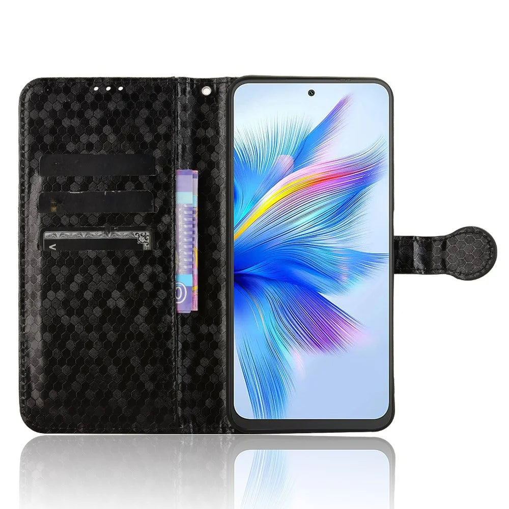 For Blackview Shark 9 5G Wallet Case Dot Pattern Imprint PU Leather Phone Cover - Black - 3