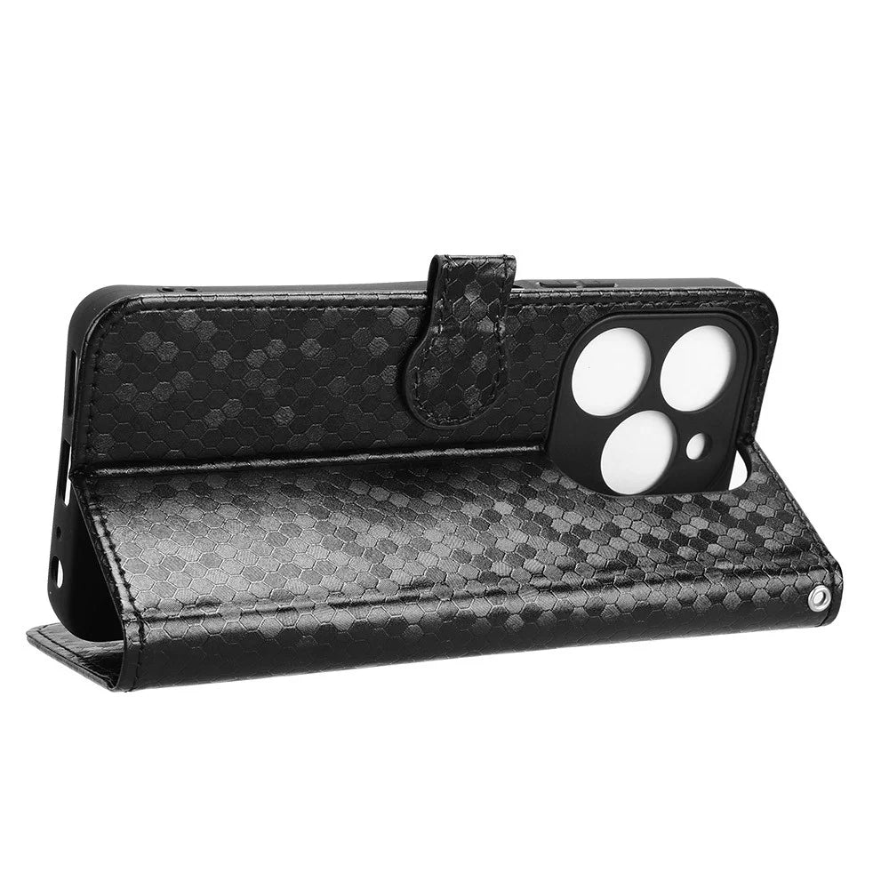 For Blackview Shark 9 5G Wallet Case Dot Pattern Imprint PU Leather Phone Cover - Black - 4