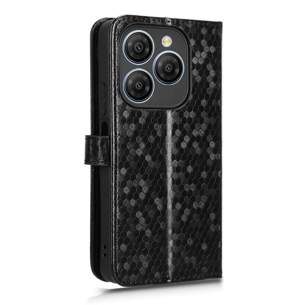 For Blackview Shark 9 5G Wallet Case Dot Pattern Imprint PU Leather Phone Cover - Black - 6