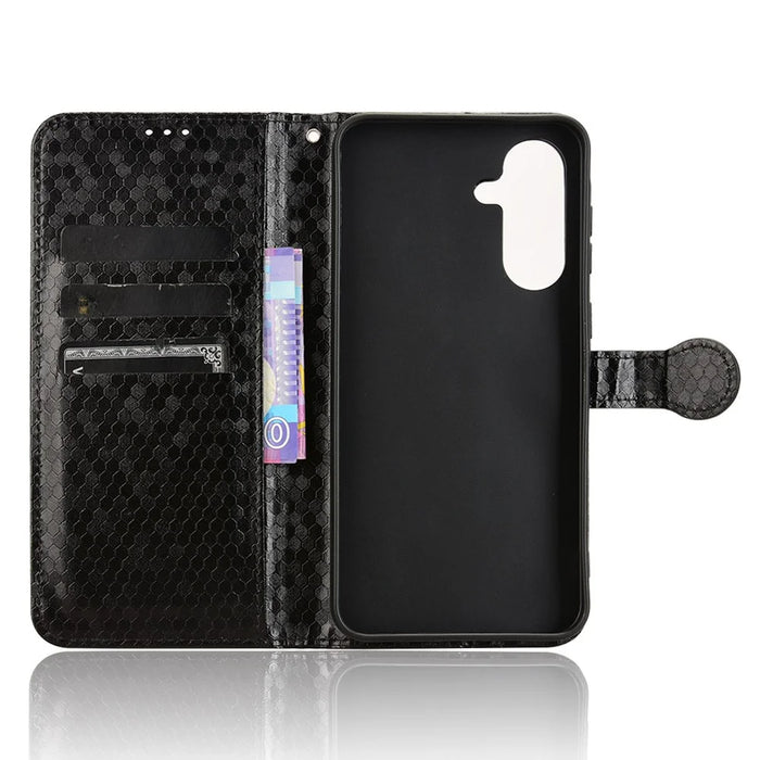 For Samsung Galaxy A36 5G Wallet Case Dot Pattern Imprint PU Leather Phone Cover - Black - 2
