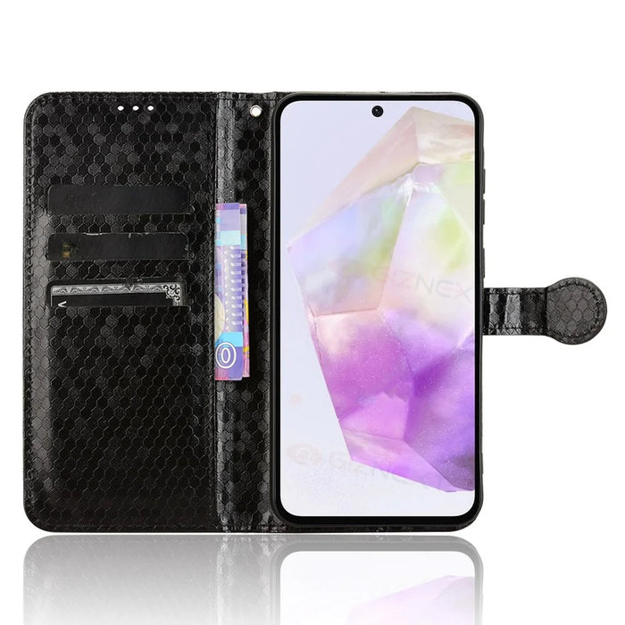 For Samsung Galaxy A36 5G Wallet Case Dot Pattern Imprint PU Leather Phone Cover - Black - 3