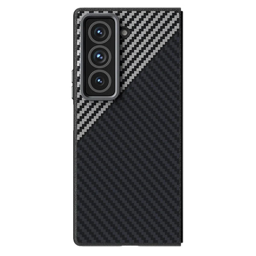 ABEEL For Samsung Galaxy Z Fold Special Magnetic Case Carbon Fiber Texture Back Cover - Black  /  Silver - 1
