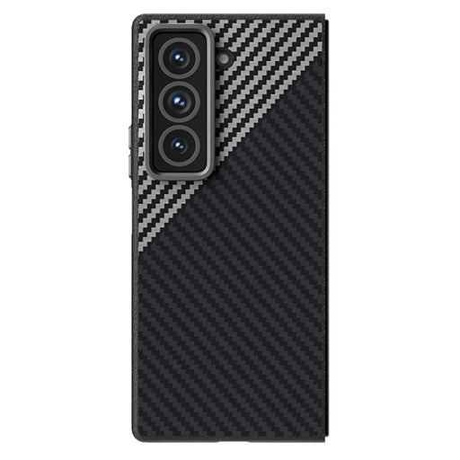 ABEEL For Samsung Galaxy Z Fold Special Magnetic Case Carbon Fiber Texture Back Cover - Black  /  Silver - 1