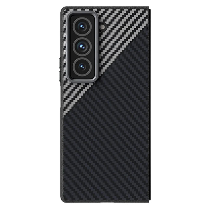 ABEEL For Samsung Galaxy Z Fold Special Magnetic Case Carbon Fiber Texture Back Cover - Black  /  Silver - 1