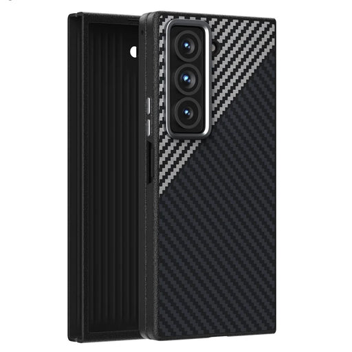 ABEEL For Samsung Galaxy Z Fold Special Magnetic Case Carbon Fiber Texture Back Cover - Black  /  Silver - 2