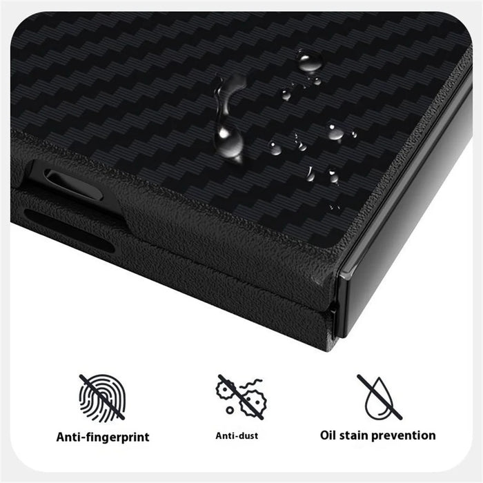 ABEEL For Samsung Galaxy Z Fold Special Magnetic Case Carbon Fiber Texture Back Cover - Black  /  Silver - 4