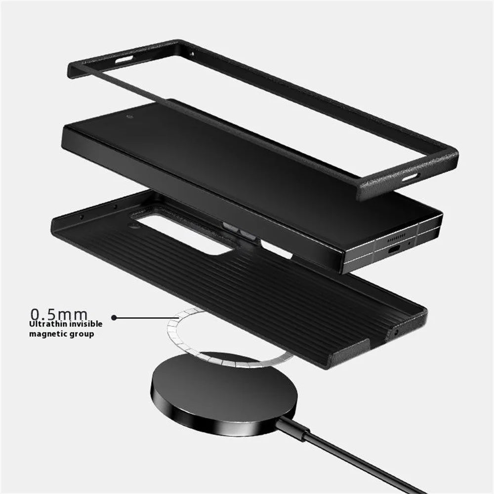 ABEEL For Samsung Galaxy Z Fold Special Magnetic Case Carbon Fiber Texture Back Cover - Black  /  Silver - 7