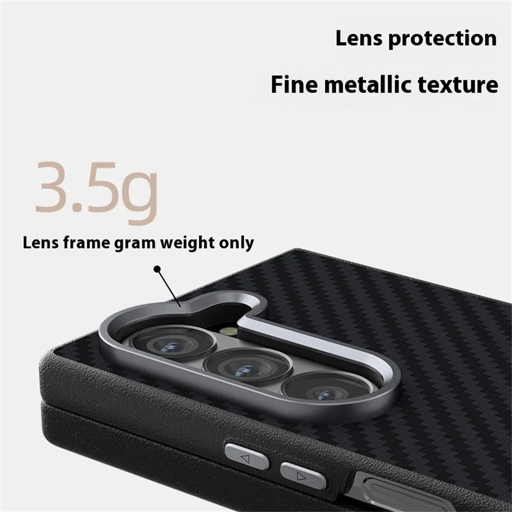 ABEEL For Samsung Galaxy Z Fold 5G Magnetic Case Carbon Fiber Texture Back Cover - Black - 6