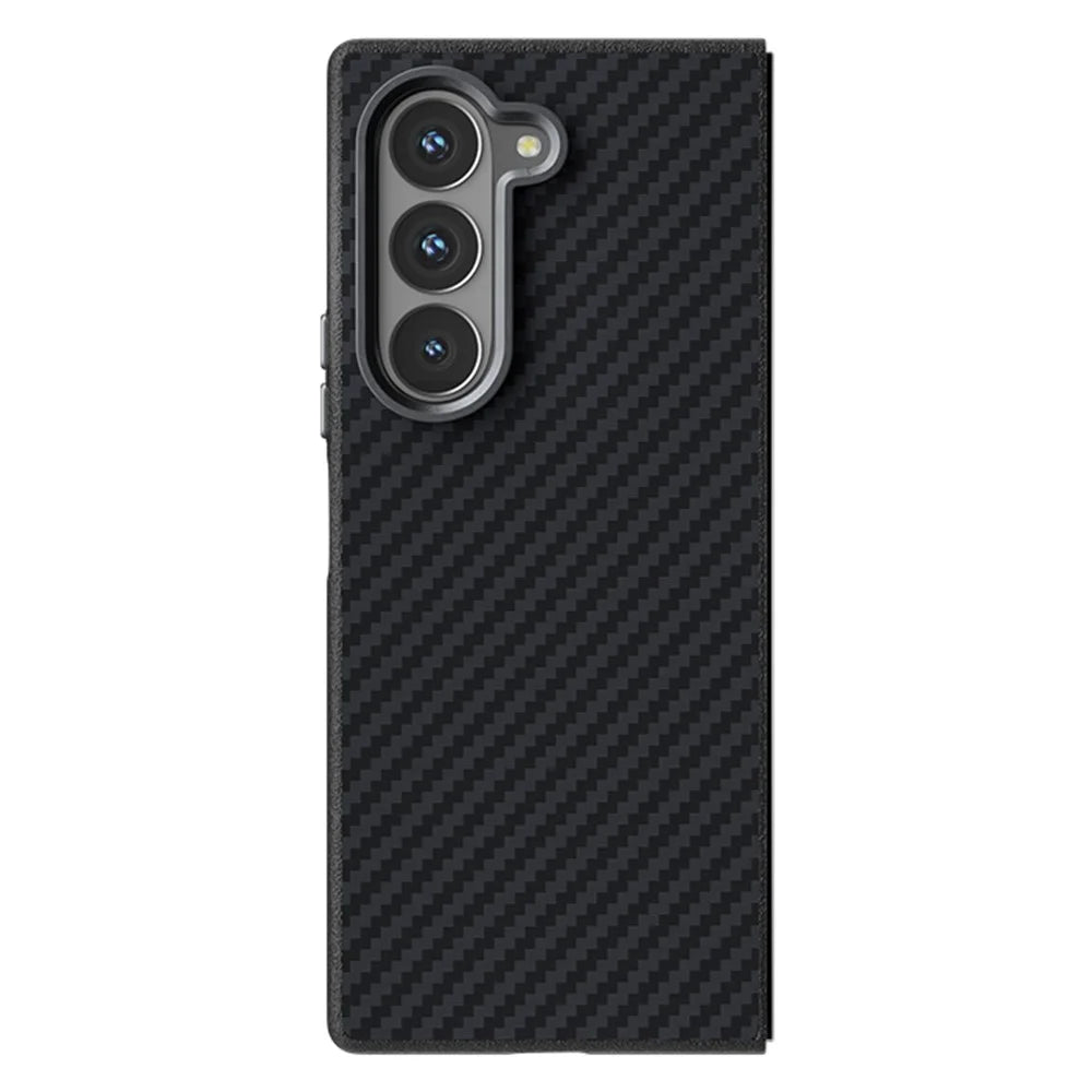 ABEEL For Samsung Galaxy Z Fold6 5G Magnetic Case Carbon Fiber Texture Back Cover - Black - 1