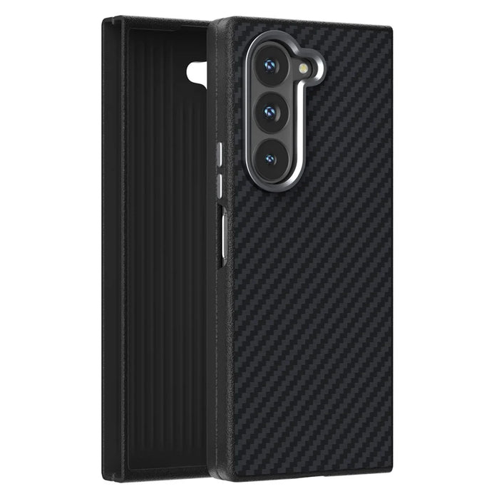 ABEEL For Samsung Galaxy Z Fold6 5G Magnetic Case Carbon Fiber Texture Back Cover - Black - 2