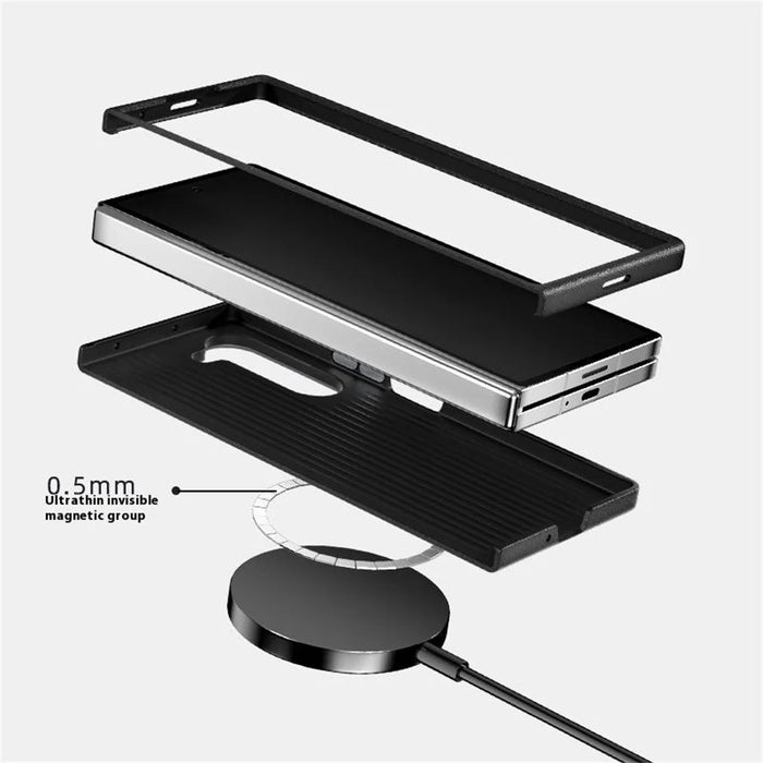 ABEEL For Samsung Galaxy Z Fold6 5G Magnetic Case Carbon Fiber Texture Back Cover - Black - 7