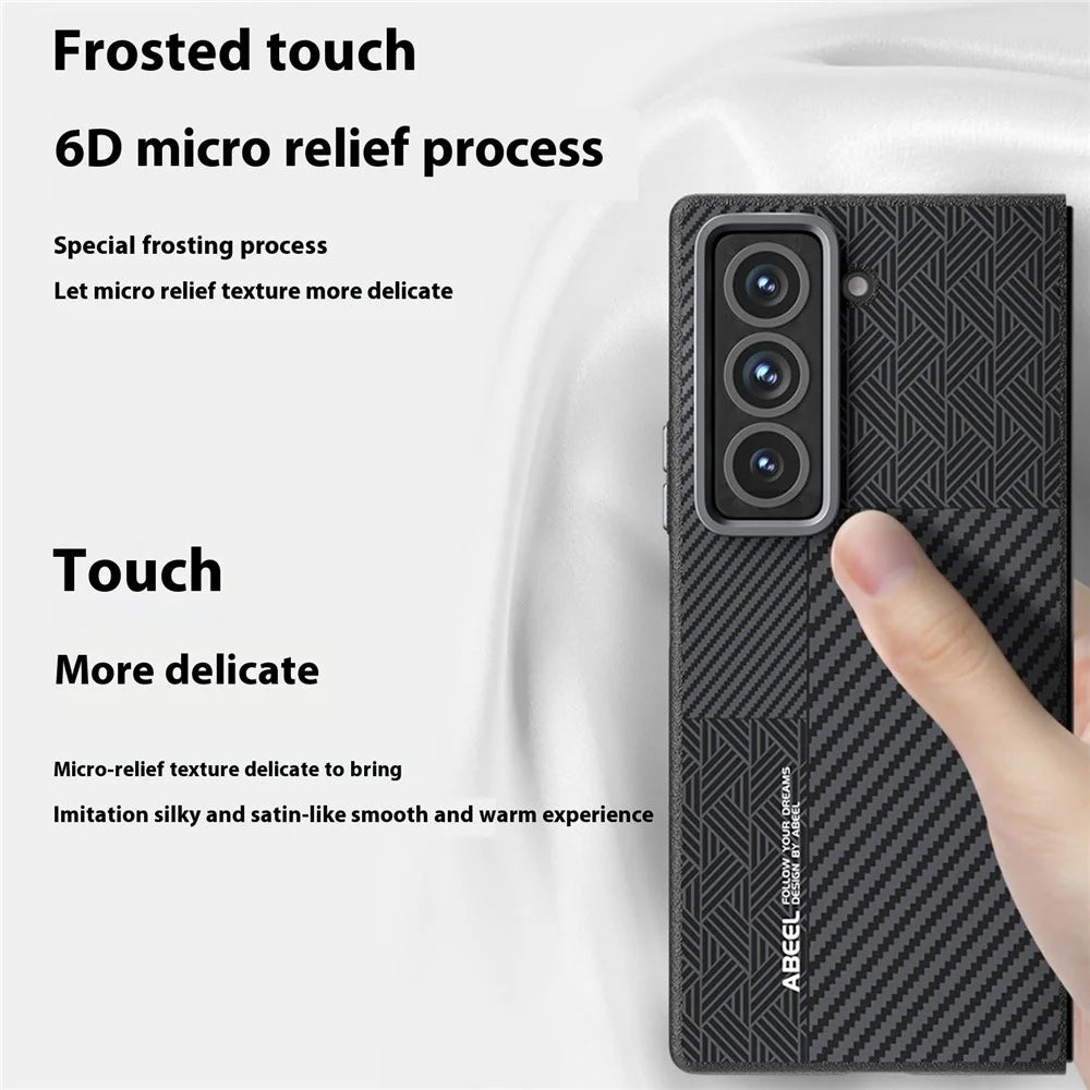 ABEEL For Samsung Galaxy Z Fold Special Magnetic Case PC + Aluminum Alloy + PU Leather Slim Phone Back Cover - Texture 3 - 4