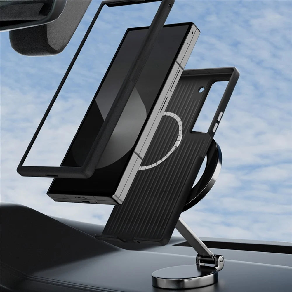 ABEEL For Samsung Galaxy Z Fold Special Magnetic Case PC + Aluminum Alloy + PU Leather Slim Phone Back Cover - Texture 3 - 5