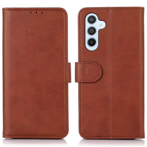 For Samsung Galaxy A56 5G Case Cowhide Texture Leather Wallet Phone Cover with Stand - Brown - 1