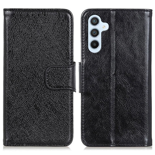 For Samsung Galaxy A56 5G Case Nappa Texture Split Leather Wallet Phone Cover - Black - 1