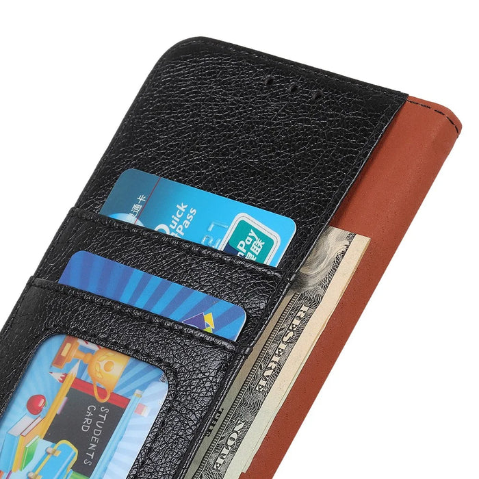 For Samsung Galaxy A56 5G Case Nappa Texture Split Leather Wallet Phone Cover - Black - 5