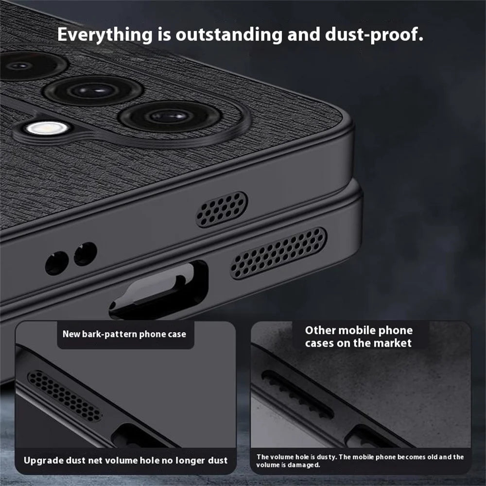 For Samsung Galaxy A16 5G  /  4G Case Wood Texture PU Leather Coated PC+TPU Phone Cover - Black - 3