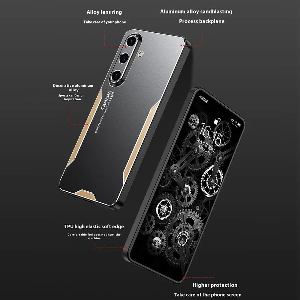 For Samsung Galaxy A56 5G Phone Case Aluminium Alloy TPU PC Back Cover - Gold - 4