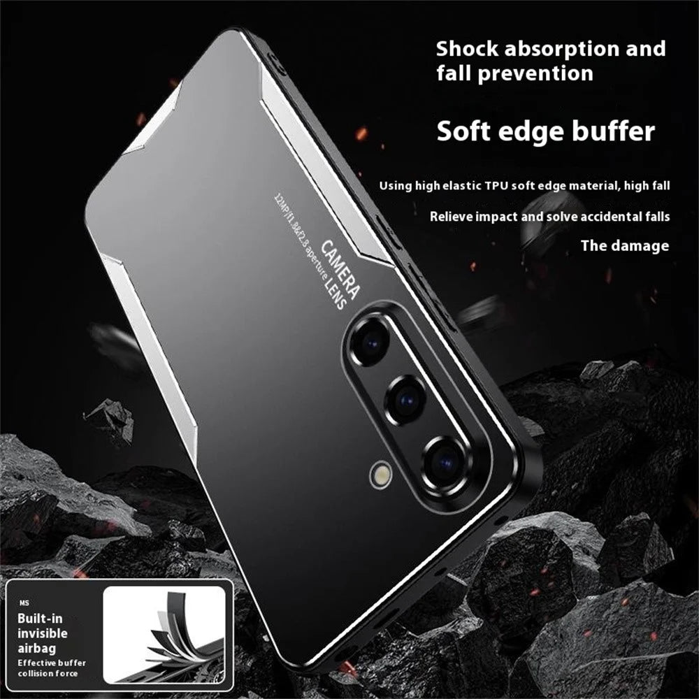 For Samsung Galaxy A56 5G Phone Case Aluminium Alloy TPU PC Back Cover - Gold - 5