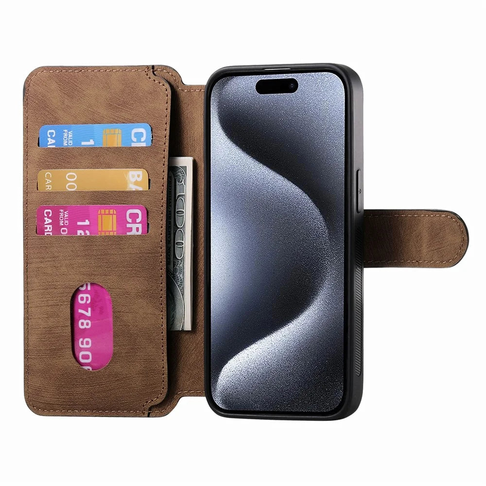 CASENEO MW-03 For iPhone 14 Pro Case with Detachable Wallet Leather+TPU Phone Cover - Brown - 2