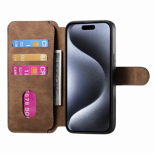 CASENEO MW-03 For iPhone 14 Pro Case with Detachable Wallet Leather+TPU Phone Cover - Brown - 2